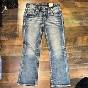 Rock Revival Distressed Blue Boot Cut Jeans